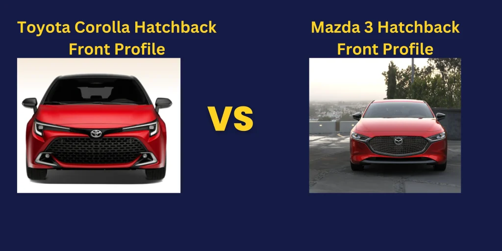 Corolla hatchback front profile vs Mazda front profile